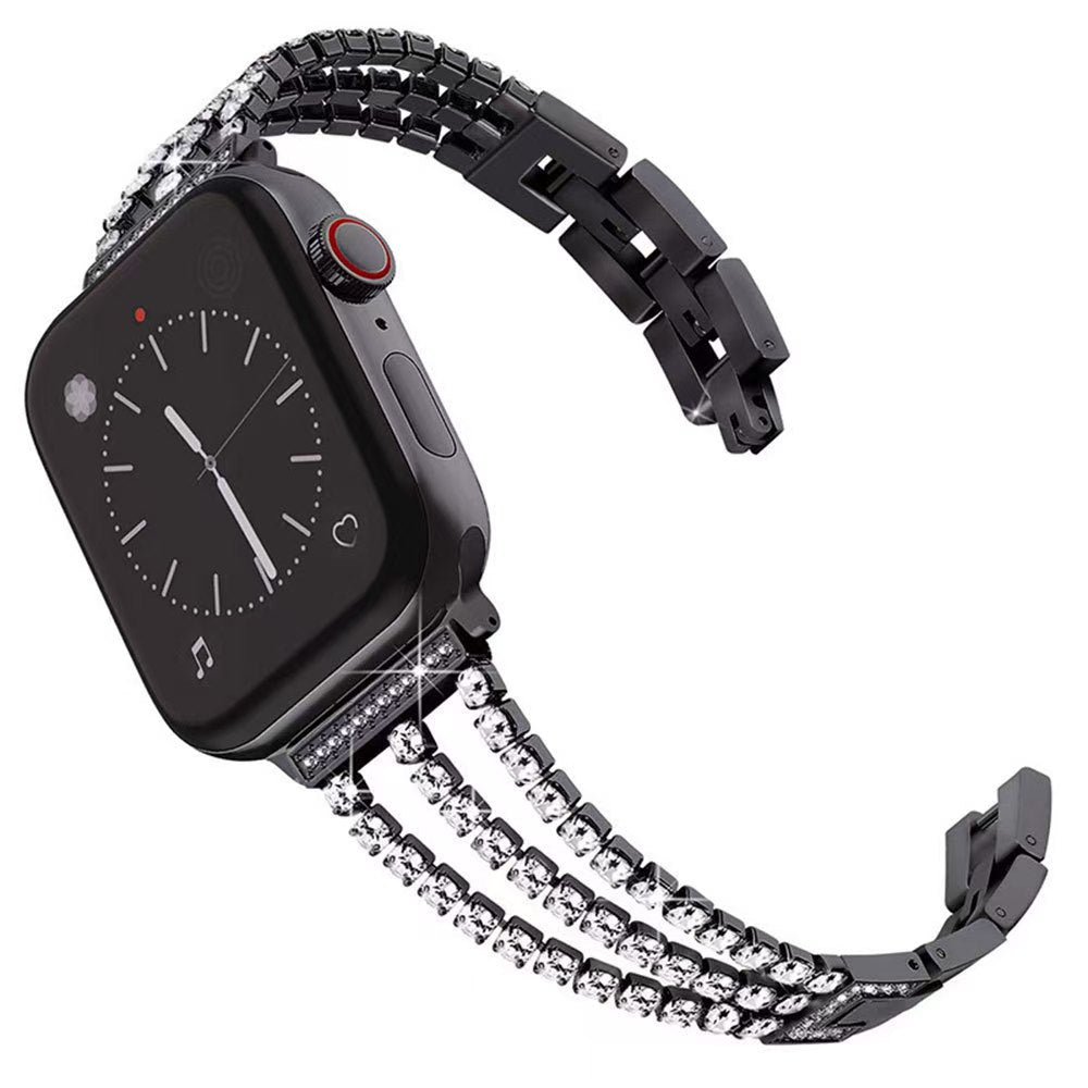 Bling Diamond Apple Watch Strap – Stainless Steel Rhinestone | Dark and Silver