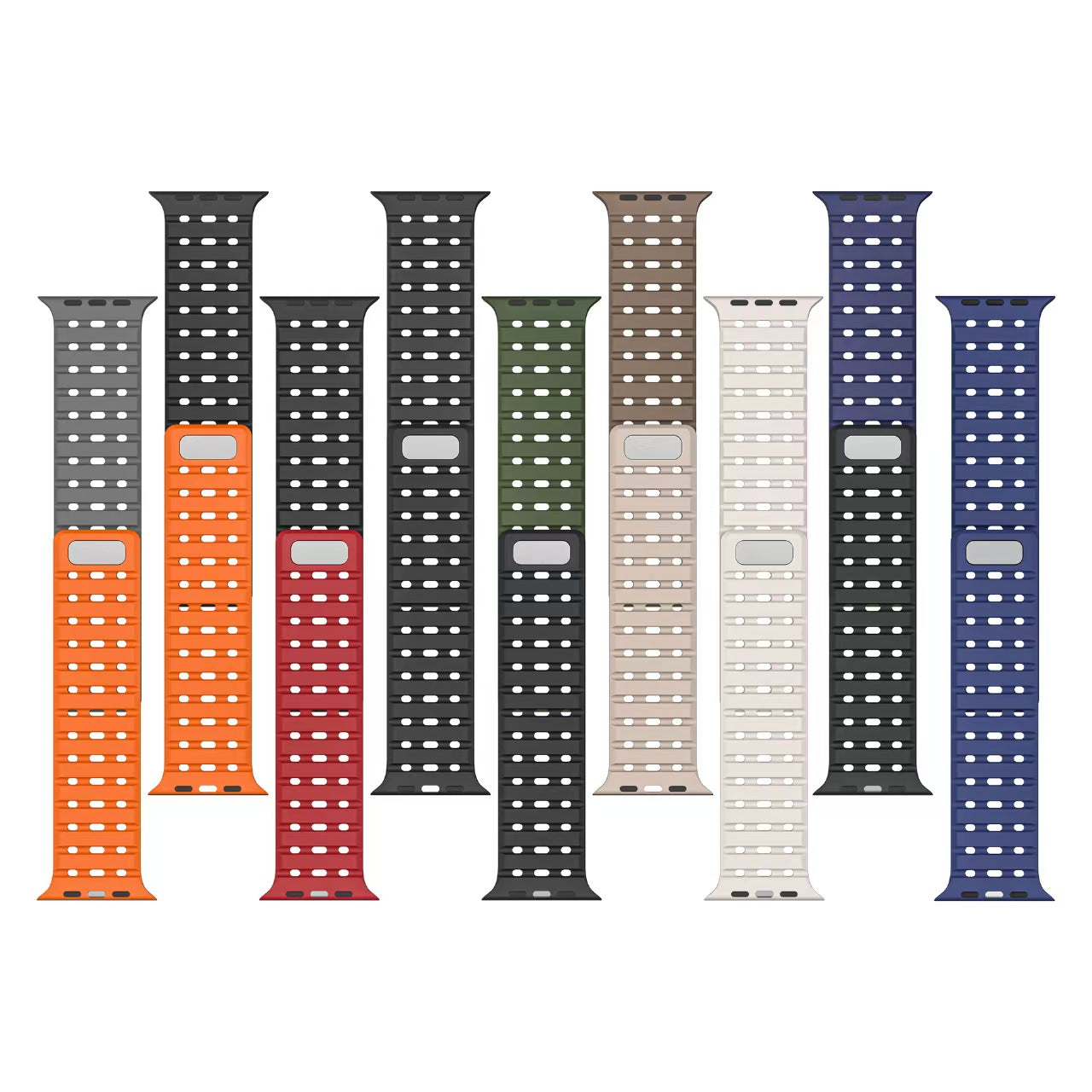 Breathable Magnetic Silicone Strap for Apple Watch Ultra & Series 1–9 | Face Off