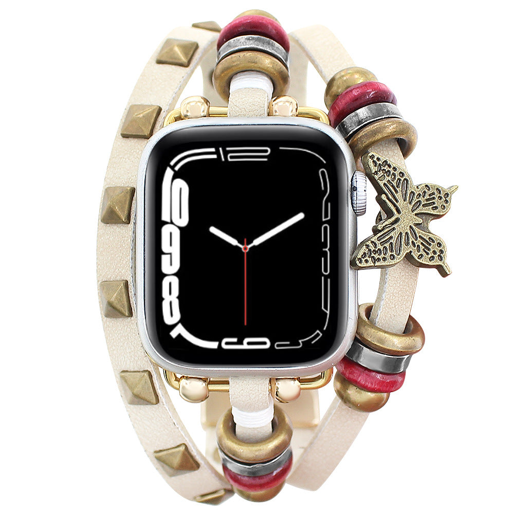 Butterfly Design PU Leather Strap for Apple Watch – Retro Replacement | BeezSpeed