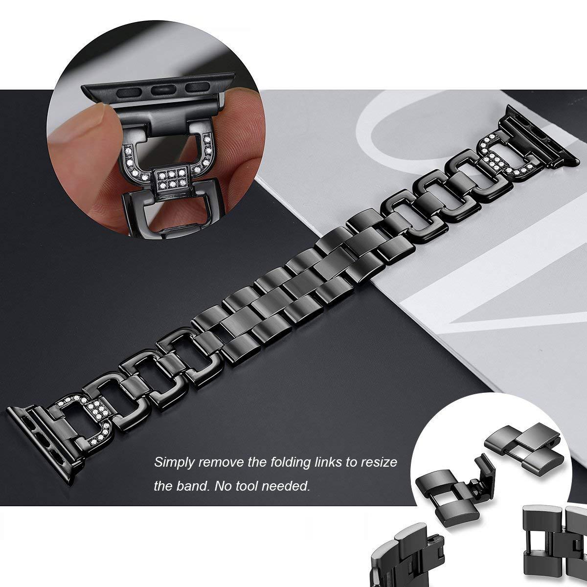 Diamond Bling Stainless Steel Band for Apple Watch | Remove the links