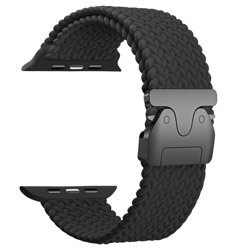Rainbow Elastic Nylon Parachute Band for Apple Watch 1–10/Ultra/SE | Black