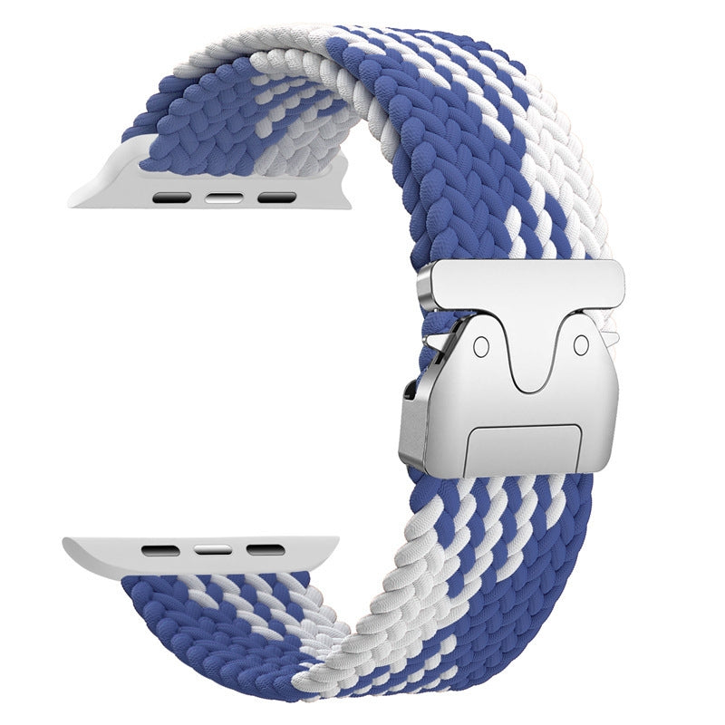 Rainbow Elastic Nylon Parachute Band for Apple Watch 1–10/Ultra/SE | Blue White
