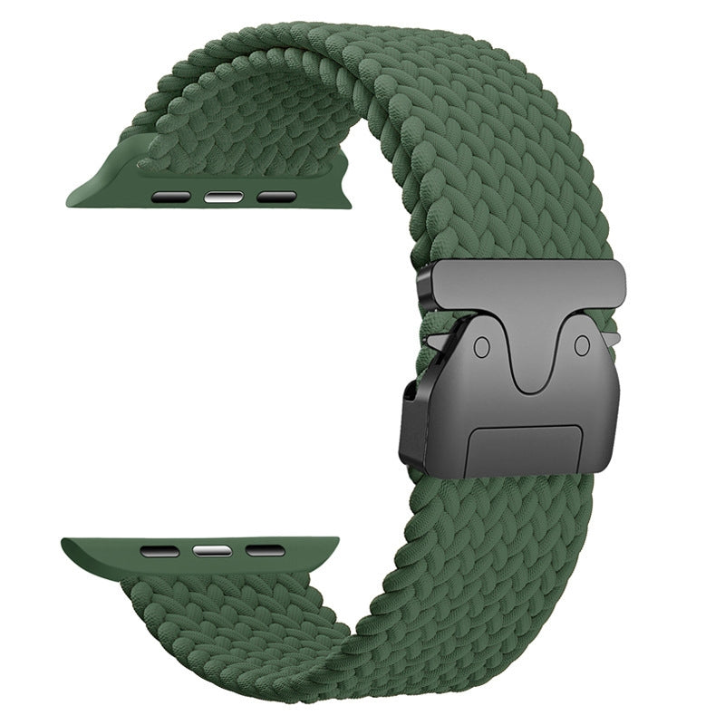 Rainbow Elastic Nylon Parachute Band for Apple Watch 1–10/Ultra/SE | Midnight Green