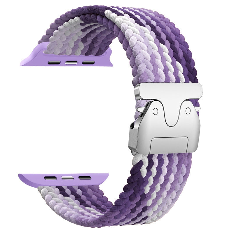 Rainbow Elastic Nylon Parachute Band for Apple Watch 1–10/Ultra/SE | Purple White
