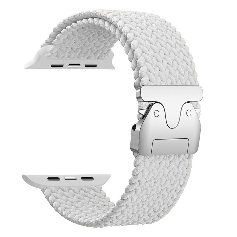 Rainbow Elastic Nylon Parachute Band for Apple Watch 1–10/Ultra/SE | White