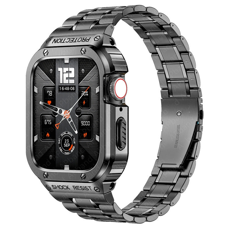 Rugged Stainless Steel Metal Apple Watch Strap 44mm/45mm – Shockproof Mod Kit | Slate Gray