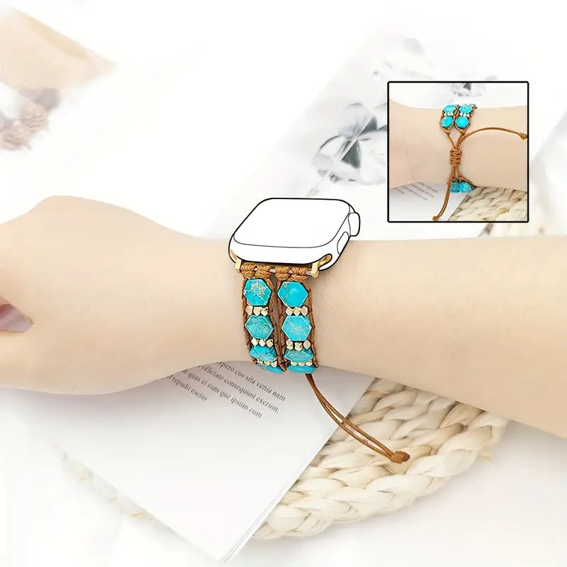 Stone Beaded Apple Watch Strap – Boho Hippie Bracelet Band