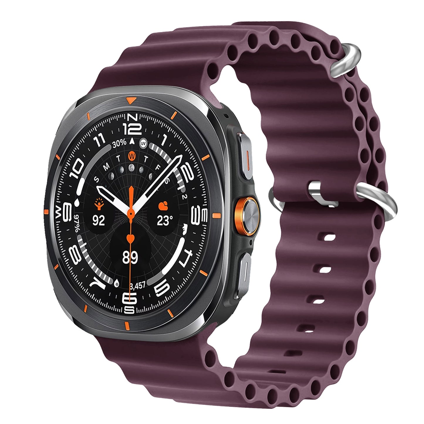 Wave Silicone Sport Strap for Samsung Galaxy Watch Ultra (47mm) – Double Lock -Red