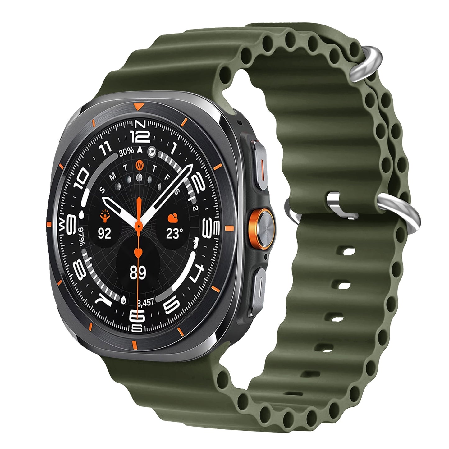 Wave Silicone Sport Strap for Samsung Galaxy Watch Ultra (47mm) – Double Lock - Green