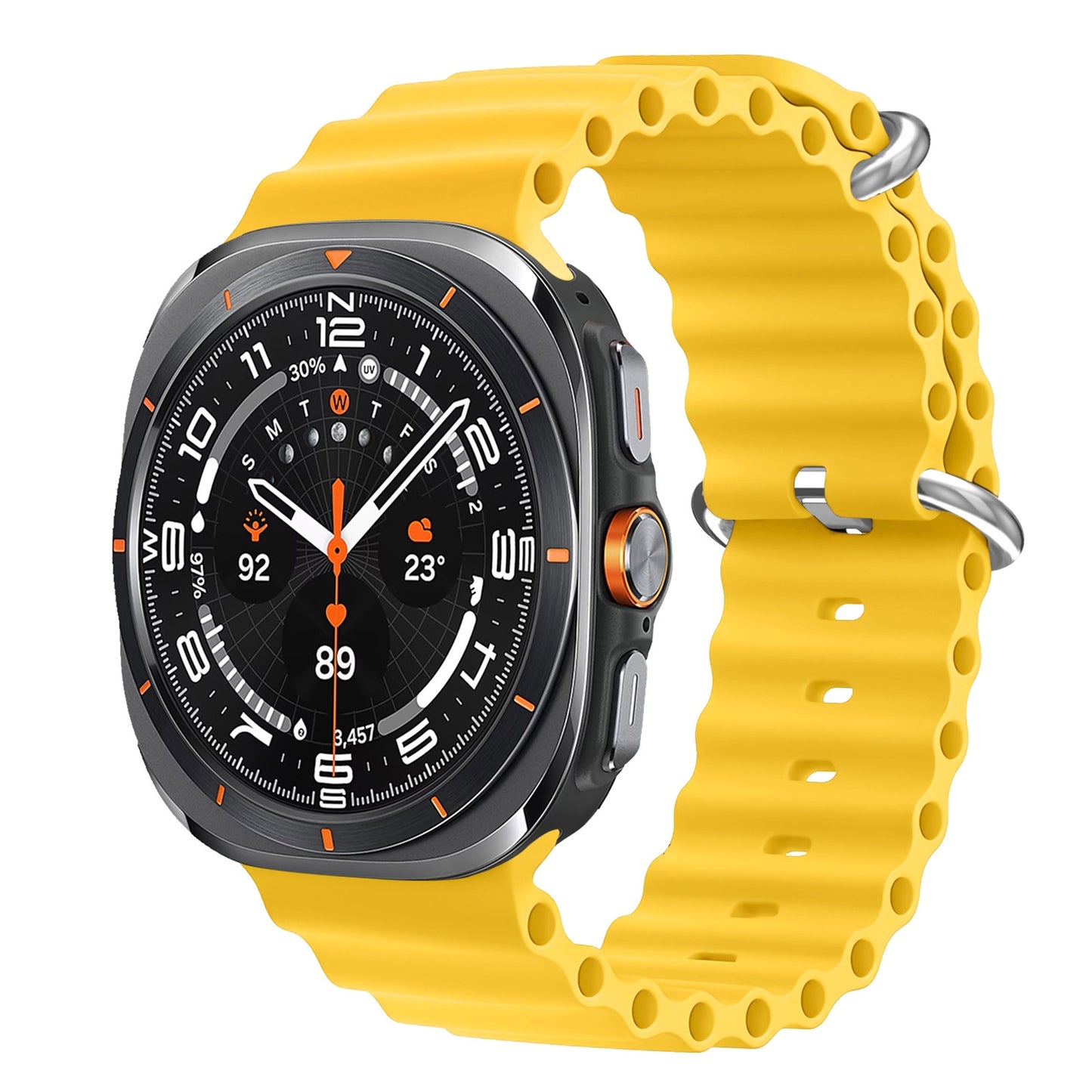 Wave Silicone Sport Strap for Samsung Galaxy Watch Ultra (47mm) – Double Lock - Yellow