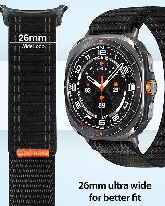 Woven Nylon Sport Loop Strap for Samsung Galaxy Watch Ultra 47mm - Ultra Wide For better Fit