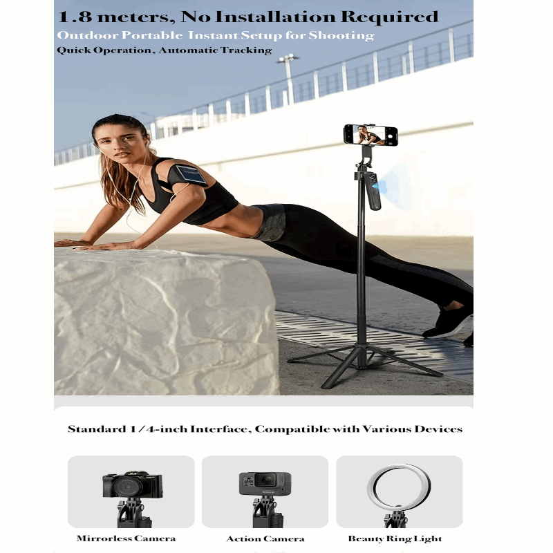 Smart Gimbal for Live Streaming and Selfies - Adjustable Telescoping Pole and Stable Performance