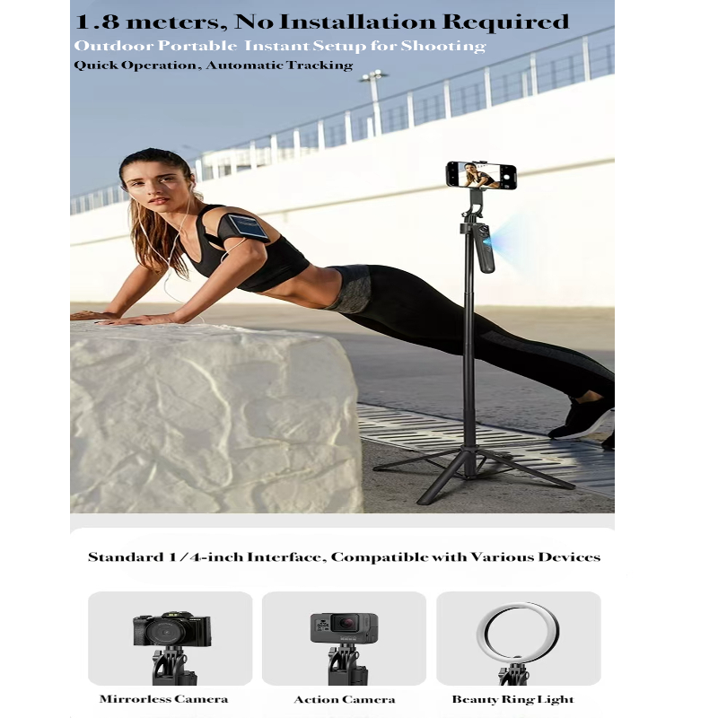 Smart Gimbal for Live Streaming and Selfies - Adjustable Telescoping Pole and Stable Performance