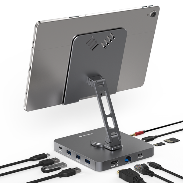 10-in-1 iPad Pro Docking Station with Adjustable Stand & Hub Adapter