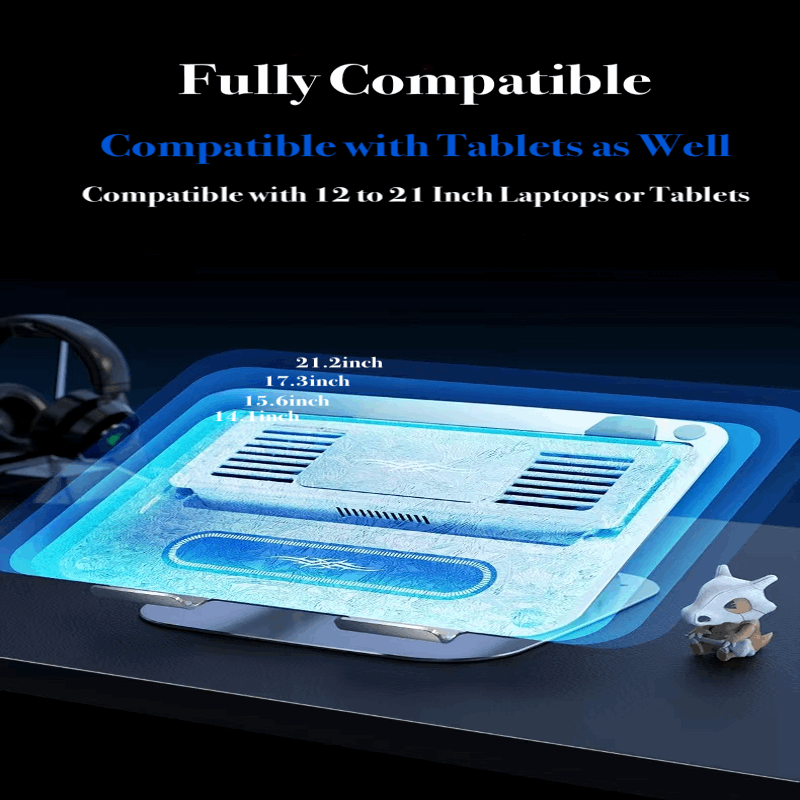 12 to 21 Inch laptops tablets D21 Rotate Stand Laptop Cooler, Dual-Core Cooling Radiator - Adjustable Tablet - BeezSpeed