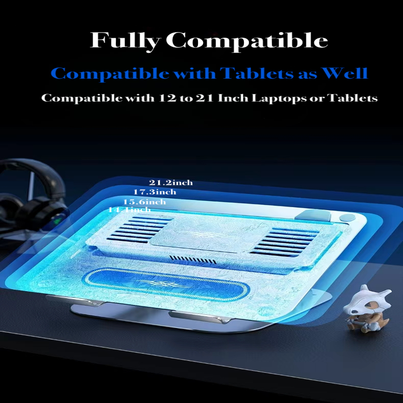 12 to 21 Inch laptops tablets D21 Rotate Stand Laptop Cooler, Dual-Core Cooling Radiator - Adjustable Tablet - BeezSpeed