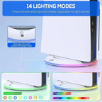 PS5 Slim Vertical Stand with Adjustable RGB 14 Lighting Modes and Heat Dissipation Design