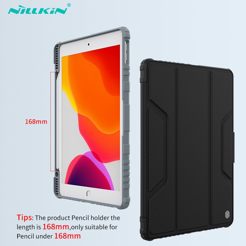 168 Length Rear Camera Protection  NILLKIN Bumper Pro iPad 10.2 Leather Case - Slide Camera Cover & Pencil Holder - BeezSpeed