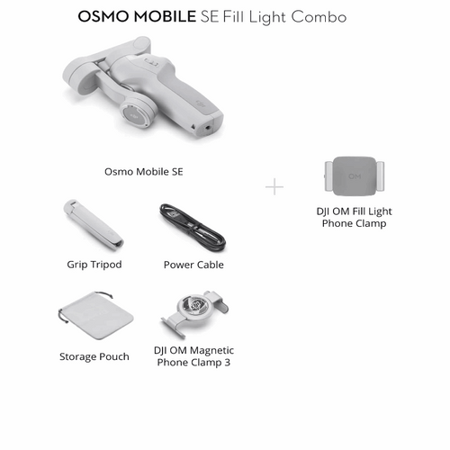 Portable DJI Osmo Mobile SE with magnetic clamp, ActiveTrack 6.0, and cinematic low-light capabilities for flawless video recording.