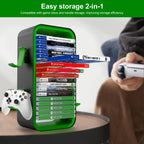 PS5/Xbox/Switch Game Storage Tower - 18 Disc Slots and Controller Holders for Neat Organization