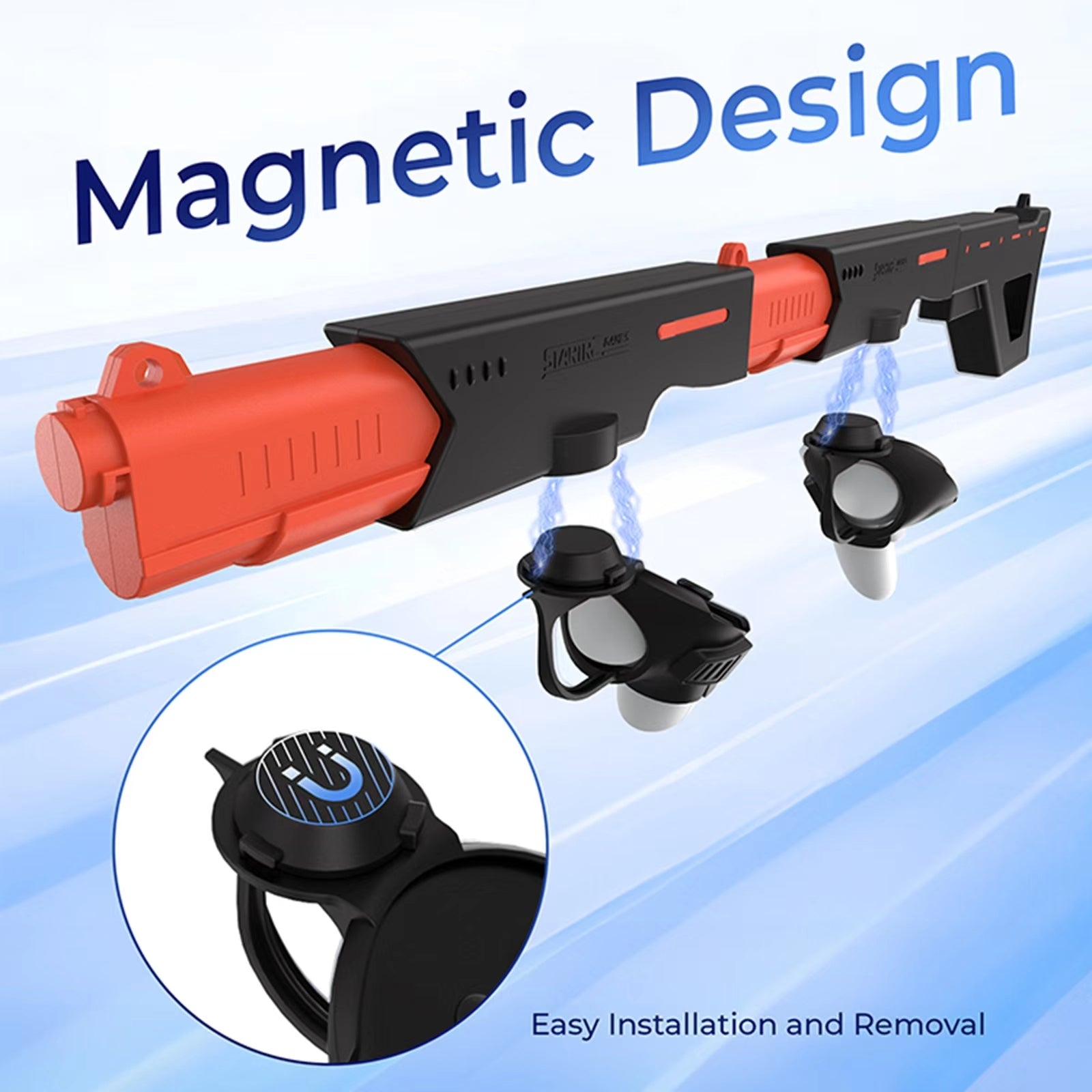 2-in-1 Magnetic VR Gun Stock for Meta Quest 3 – Rifle & Pistol Grip