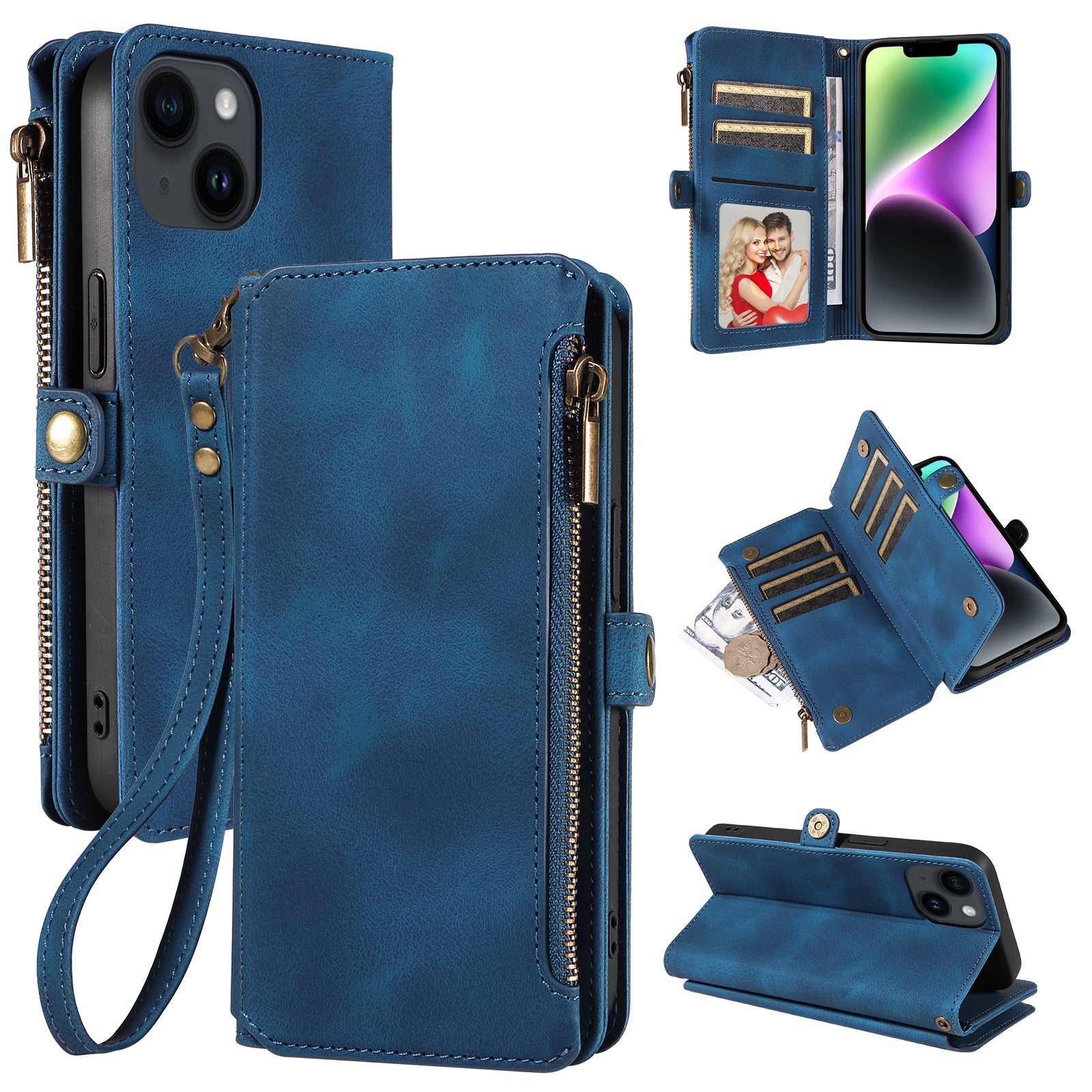 Premium PU Leather Wallet Case for Samsung Galaxy and iPhone with Full Protection