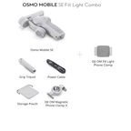 Portable DJI Osmo Mobile SE with magnetic clamp, ActiveTrack 6.0, and cinematic low-light capabilities for flawless video recording.