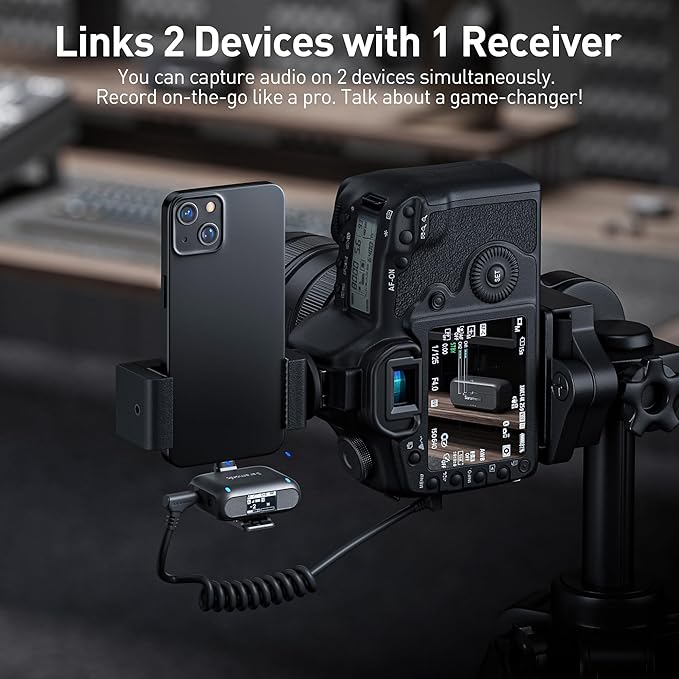 2 Devices With 1 ReceiverSaramonic BLINK500B2 Wireless Lavalier Mic - 20Hrs Battery Life - BeezSpeed