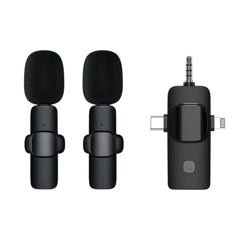3-in-1 Wireless Lavalier Microphone for iPhone, Android & Cameras