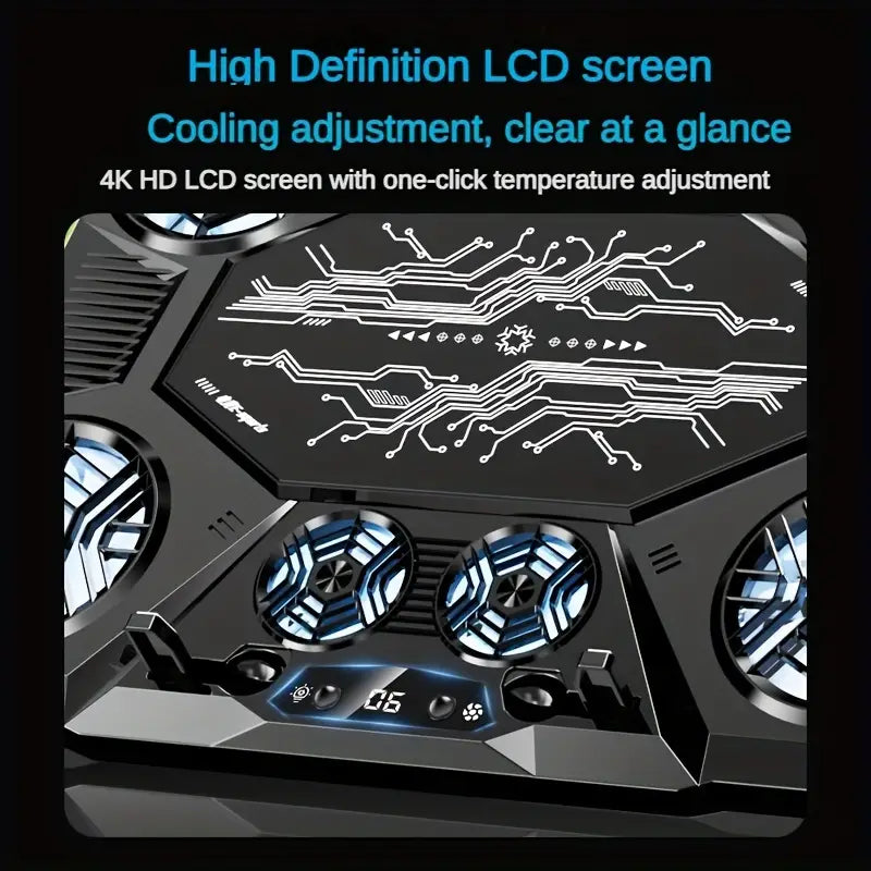 4K HD LCD OEM Z32 RGB Gaming Laptop Cooling Pad - 7 Fans & Adjustable Height - BeezSpeed