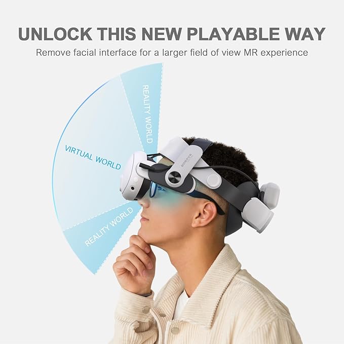 BOBOVR M3 Pro head strap for Meta Quest 3, featuring hot-swappable battery packs and reduced facial pressure for better comfort.