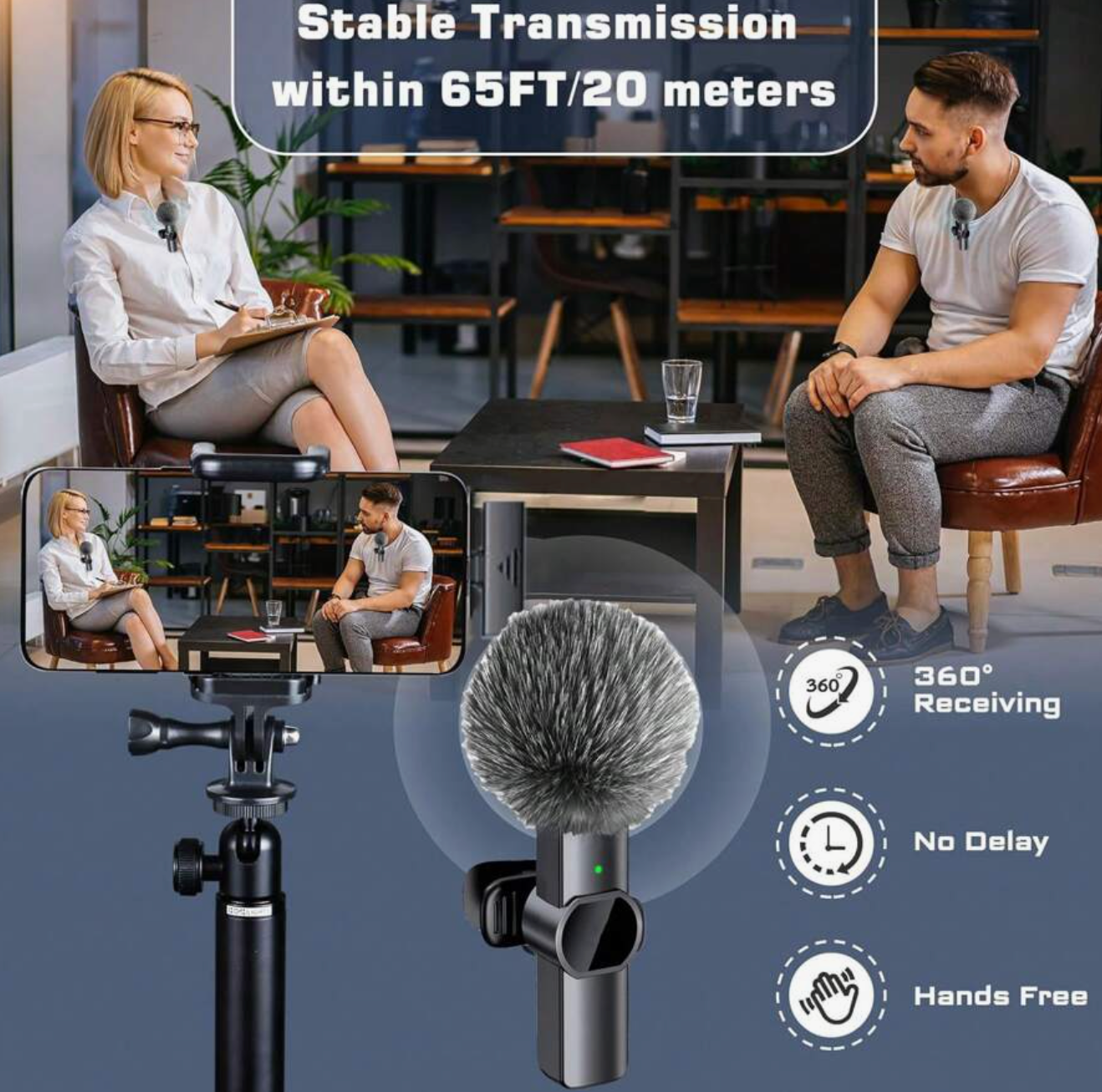K3 Lavalier Mic  Stable Transmission Within 65FT/20 Meters