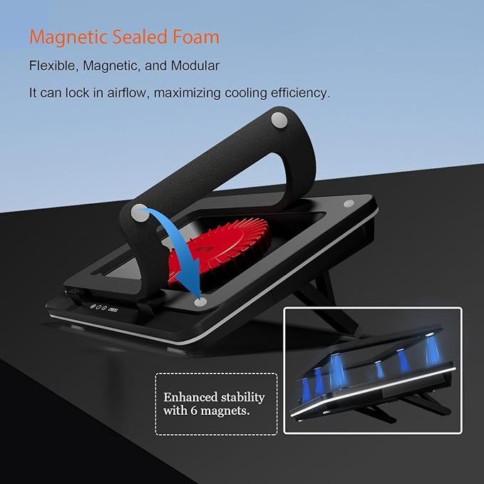 Laptop Cooling Pad with 3-Port USB Hub and Adjustable Height for Comfort