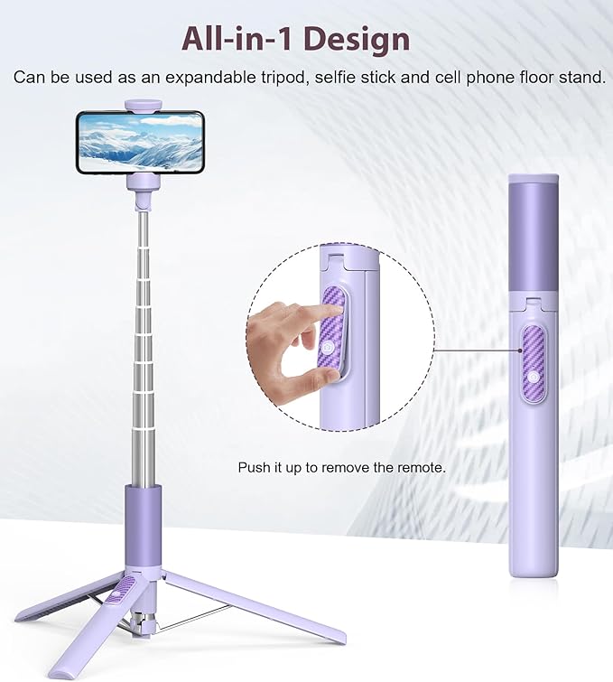 TONEOF 170CM Adjustable Selfie Stick Tripod with 360° Rotation for Wide-Angle Shots
