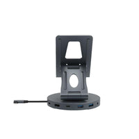 AUFULA 8-in-1 rotating mobile & tablet stand with 4K HDMI output, USB-C, and SD/TF card slots