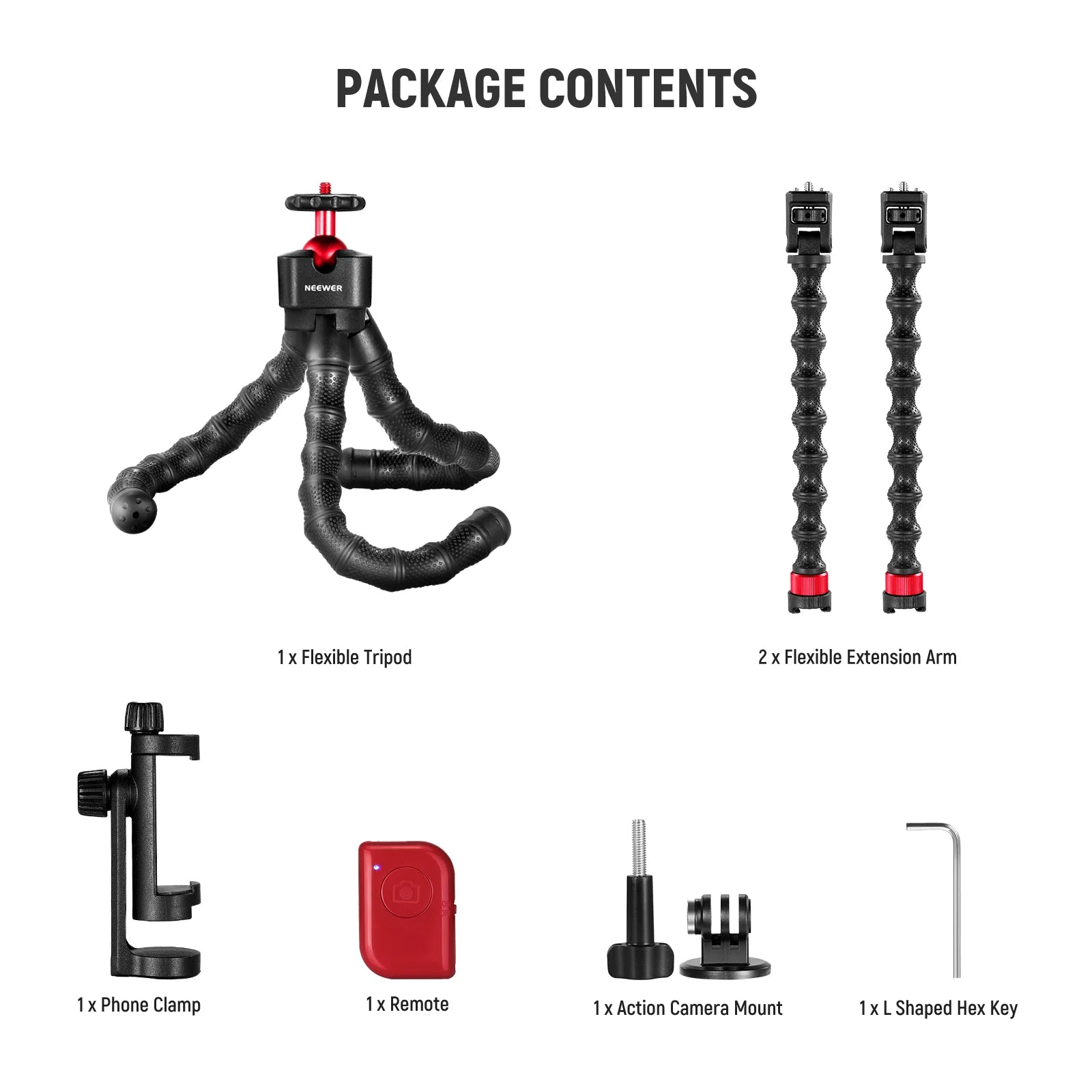 Multi-Use NEEWER T91 Flexible Tripod with Adjustable Clamp for Smartphones