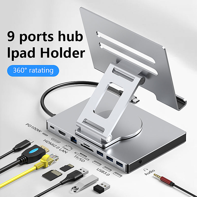 9-in-1 Type-C Hub & USB Docking Station with 4K60Hz HDMI & TF Card Slot