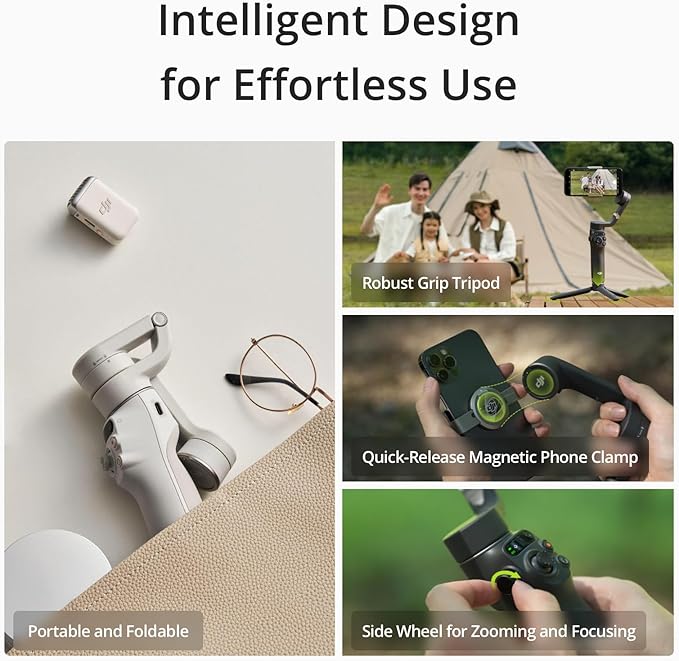 DJI Osmo Mobile 6 gimbal combo with instant setup, lightweight design, and tracking technology for professional video.