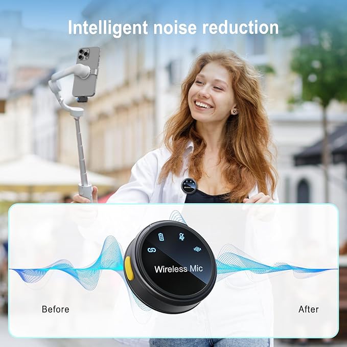 165ft Range Wireless Lavalier Microphone with Omnidirectional Sound Intelligent Noise Reduction
