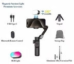 AOCHUAN Smart XE 3-Axis Foldable Gimbal Stabilizer for iPhone & Android - Magnetic Suction Light Premium Accessory Aluminum Alloy Extension Pole