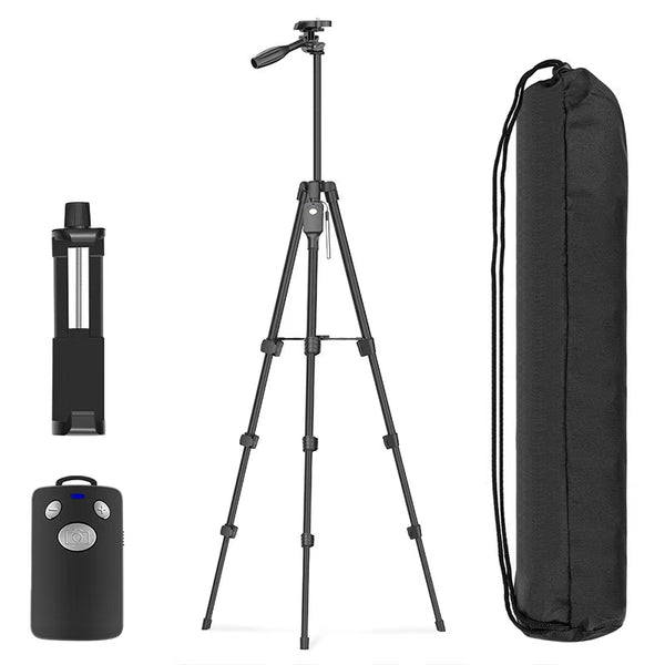 60Inch Aluminum Tripod with Remote, Travel Bag & Phone Mount for Cameras