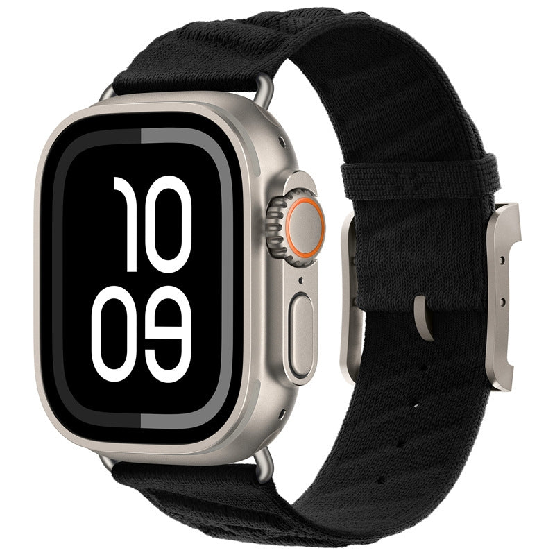 Apple Watch Band – En Mer H-Wave Style, Hermès-Inspired (38–49mm) Black