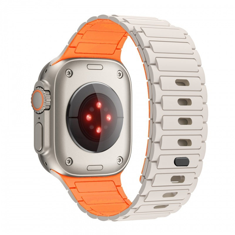 Apple Watch Magnetic Silicone Band [38–49mm] Sweat-proof & Secure Fit | Beige Orange