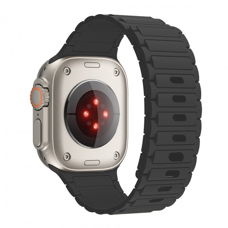 Apple Watch Magnetic Silicone Band [38–49mm] Sweat-proof & Secure Fit | Black