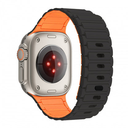 Apple Watch Magnetic Silicone Band [38–49mm] Sweat-proof & Secure Fit | Black Orange