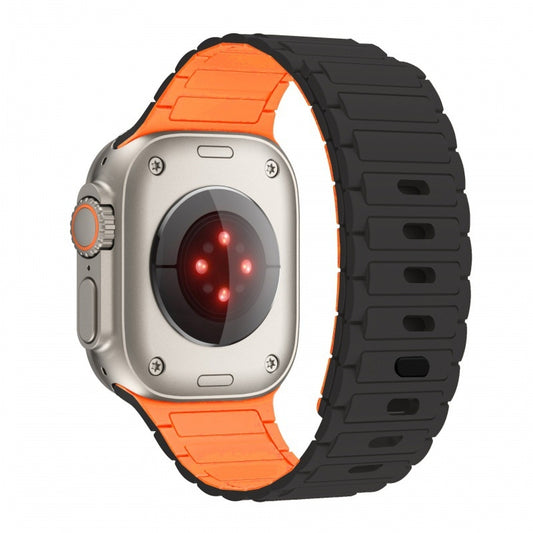Apple Watch Magnetic Silicone Band [38–49mm] Sweat-proof & Secure Fit | Black Orange