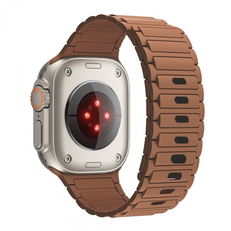 Apple Watch Magnetic Silicone Band [38–49mm] Sweat-proof & Secure Fit | Brown