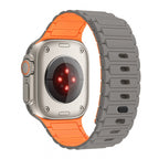 Apple Watch Magnetic Silicone Band [38–49mm] Sweat-proof & Secure Fit | Gray Orange