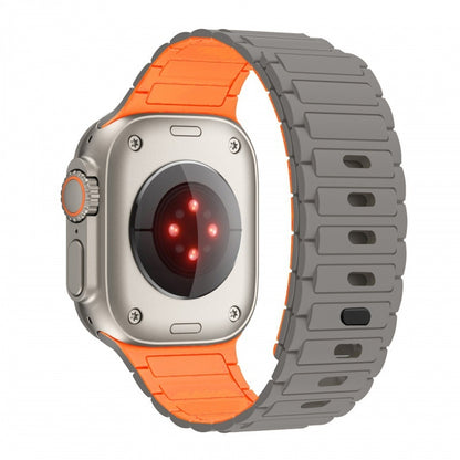 Apple Watch Magnetic Silicone Band [38–49mm] Sweat-proof & Secure Fit | Gray Orange