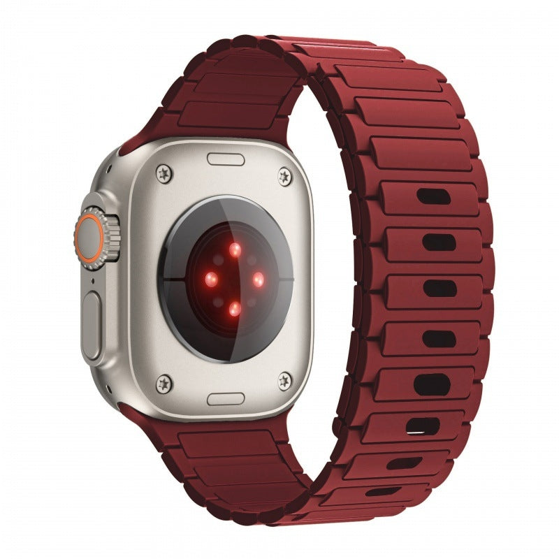 Apple Watch Magnetic Silicone Band [38–49mm] Sweat-proof & Secure Fit | Red